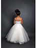 Sweetheart Neck Ivory Lace Tulle Long Flower Girl Dress